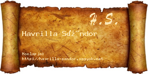 Havrilla Sándor névjegykártya